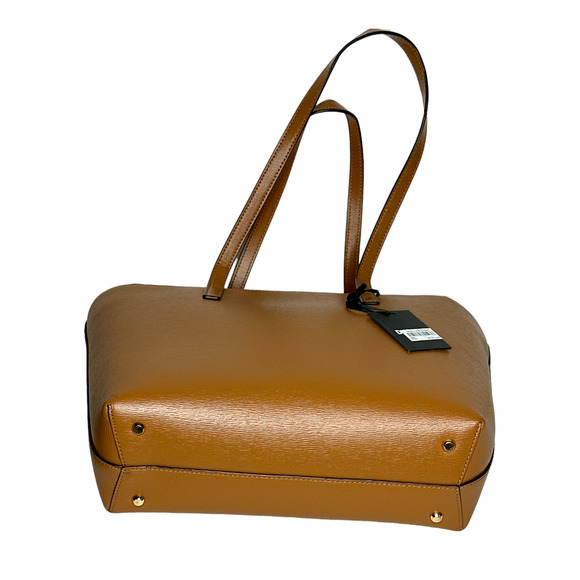 DKNY Tote Bag Satchel Handbag Purse Faux Leather Charm Brown Medium Brown NWT - Picture 3 of 8